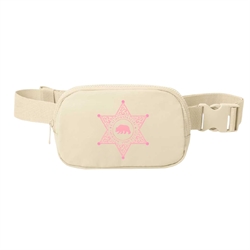 Belt Bag Beige with Pink Logo